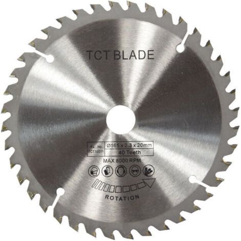 Lame de scie circulaire  - 165mm - TCT - Disque de coupe rotative - Argent - 40 dents - Pour la coupe du bois