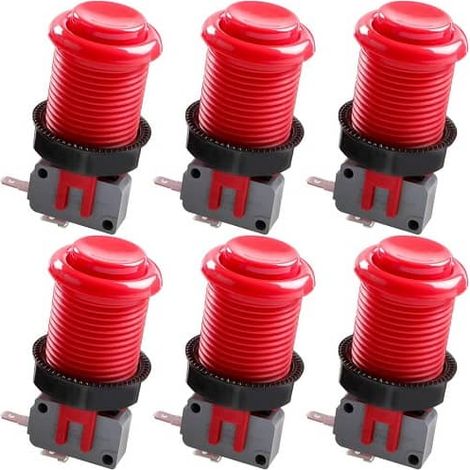 Boton americano arcade con microinterruptor (6 uds)  Rojo (1/4)