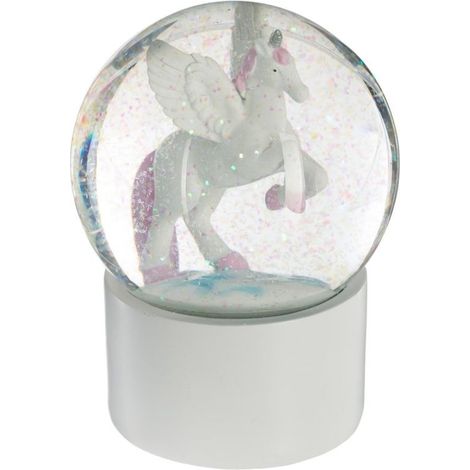 Boule à Neige en Verre Licorne 13cm Blanc (1/2)