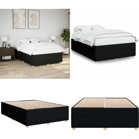 vidaXL Cadre de lit sans matelas noir 140x190 cm tissu