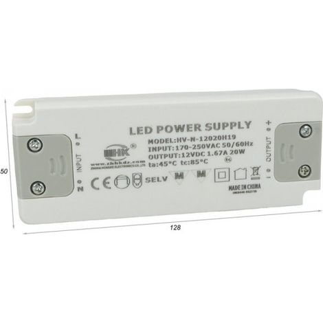 Alimentatore Trasformatore CV 20W 12V 1,67A Super Slim Solo 16mm Spessore (1/3)