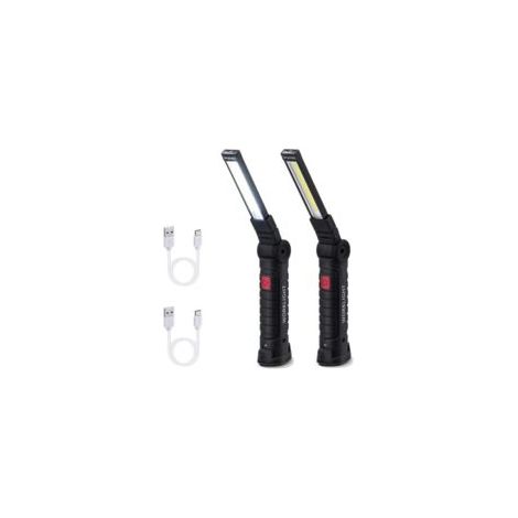 Confezione da 2 lampade da lavoro ricaricabili COB: ultra luminose, base magnetica, 5 modalità - Perfette per garage, campeggio, emergenze - Risparmio energetico e facili da usare