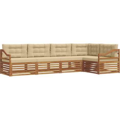 Outdoor Sofa Set with Cushion 5 pcs Natural and Beige vidaXL (1/5)