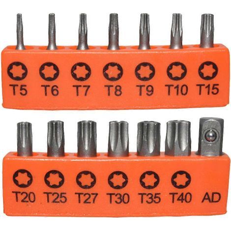 1 jeu d'embouts de sécurité Torx pour tournevis, embouts de sécurité en acier pour métal et bois avec adaptateur-6X2.5X0.9CM-Orange (1/4)