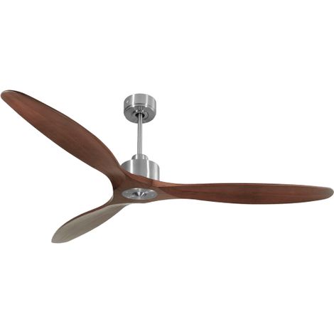Modulo Slim Ring - Super destratificateur et ventilateur DC 166 cm chrome pales bois rouge idéal 30 à 60 m² (1/5)
