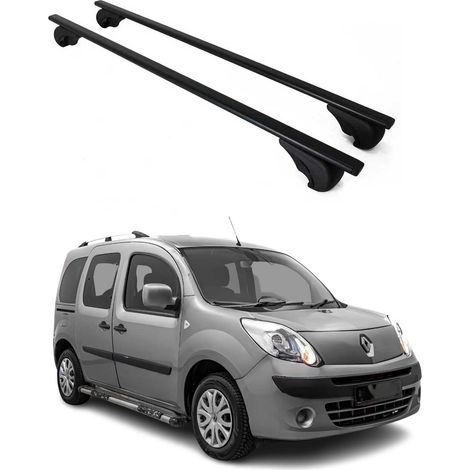 OMAC Barres de toit pour Renault Kangoo II 2007-2021 – TÜV / DIN 75302:2019 – Antivol inclus – Charge max 75 kg – 2 barres Noir (1/4)