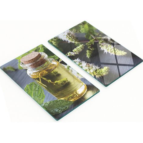 Tablas decorativas de vidrio para cortar y servir, color menta, 2x30x52 cm