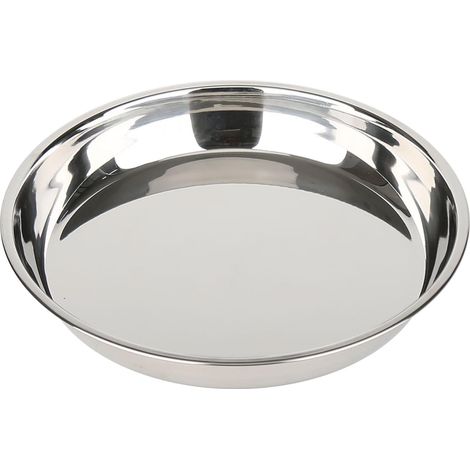 Plat à Four Rond en Acier Inoxydable, 38 cm, Couleur Argentée, Multifonction pour Cuisson et Présentation, Entretien Facile, Conçu pour Durer, 1 Pièce (1/4)