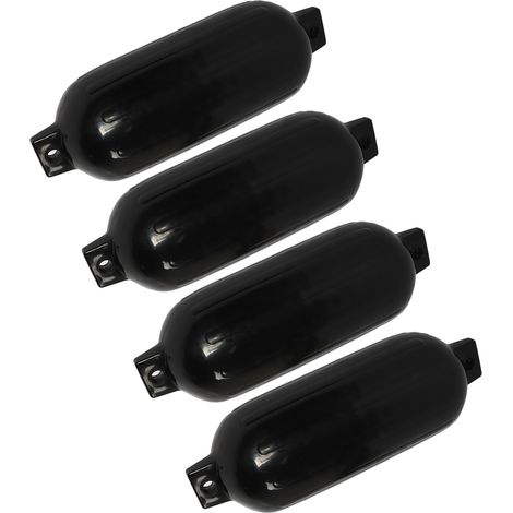 Lot de 4 pare-chocs gonflables noirs, résistants aux chocs et étanches, avec cordes noires de 1,5 m pour yachts et bateaux de pêche. (1/5)
