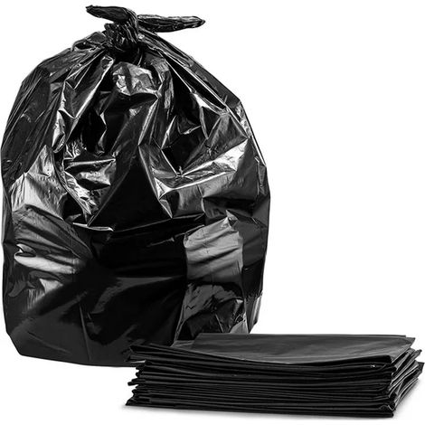 50 Sacs poubelle, perforés sans âme, haute résistance, noir, pour chantier, jardin, déchets lourds (1/5)