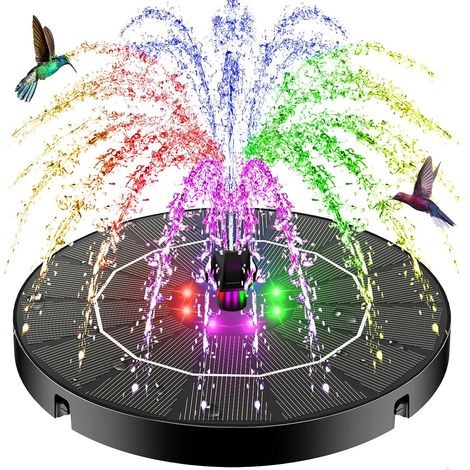 Fontaine Solaire - 1 Unité - Silicium Monocristallin - 8 Buses et LEDs - Jardin et Bassin - 3,5W (1/5)