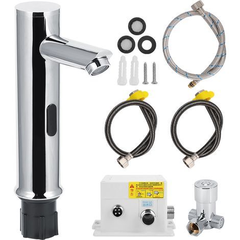 Robinet de dtection intelligent en laiton G1/2in, robinet induction automatique sans contact, robinet d'eau de bassin chaud et froid pour salle de bain (1/5)