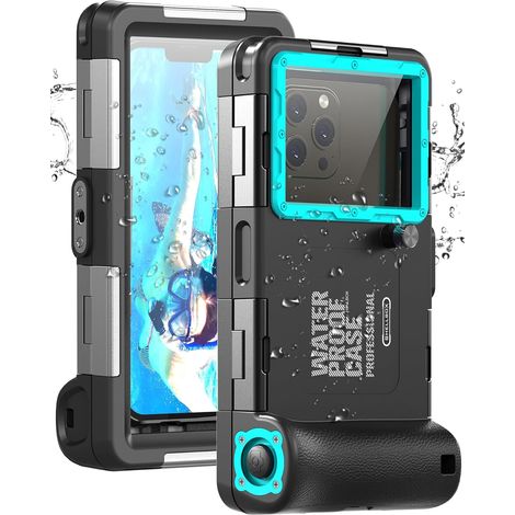 Pochette Étanche Universelle IPX8 - Coque Protection Plongée 15M - Compatible iPhone, Samsung, Huawei, Xiaomi, Oppo, Vivo, LG - Smartphones 4.7-6.8" - Housse sous-Marine (Noir/Bleu-Vert) (1/5)
