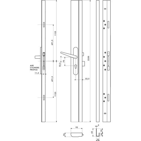 Cassa serratura TRIBANDO a 3 punti con incontro, porta H max 2250 mm, bianca – THIRARD (1/3)