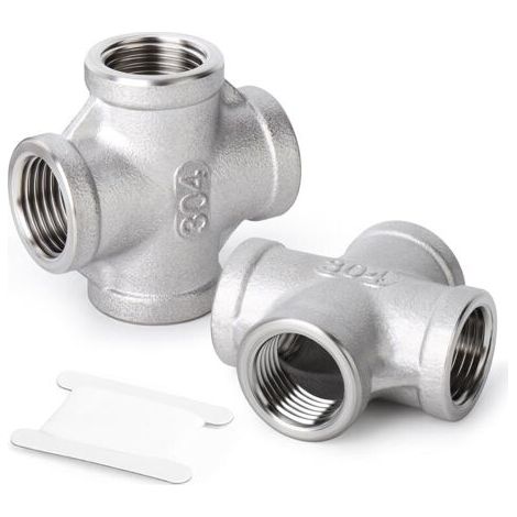 Pair 2 Pcs Coupleur en acier inoxydable 304 3/4\" femelle à 4 voies, raccords de tuyauterie femelles (1/5)