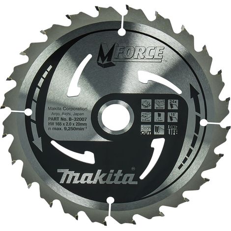 Lama per legno in metallo duro MAKITA 165 x 20 mm 24 denti - B-32007