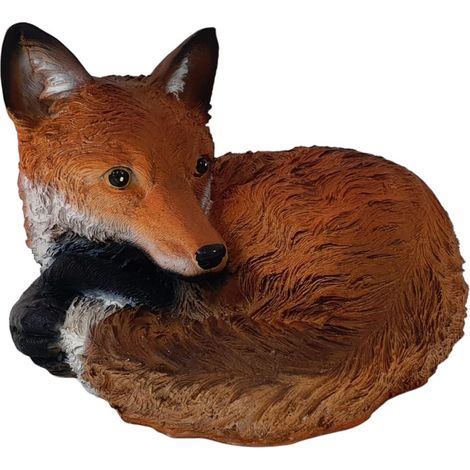 Dekofigur Fuchs liegend 27 x 24 x 20 cm orange schwarz Dekofigur