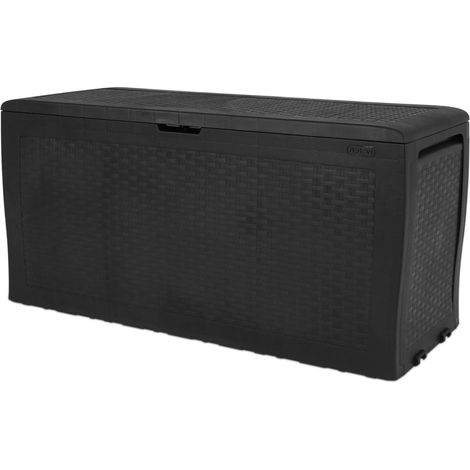 Baule Portaoggetti Multiuso in Resina Effetto Rattan Grafite 116,7 x 44,7 x 57 cm (1/10)