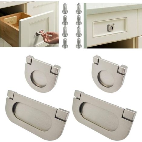 4-teiliges silbernes Schrank- und Schubladenzubehör mit Schrauben (35 mm & 75 mm) für Küchenschränke und Schubladen