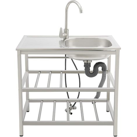 Évier de cuisine en acier inoxydable, Évier de cuisine autonome, En acier inoxydable, Multifonction avec robinet, Pour l'extérieur et le camping, restaurant (1/5)