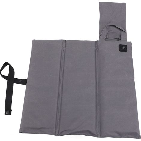 Coussin de siège chauffant polyester confortable portable plié tapis de intérieur extérieur gris (1/5)