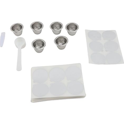 6PCS Capsules Café Rechargeables avec Couvercles Aluminium – 304 Inox Réutilisables pour Machines (1/4)