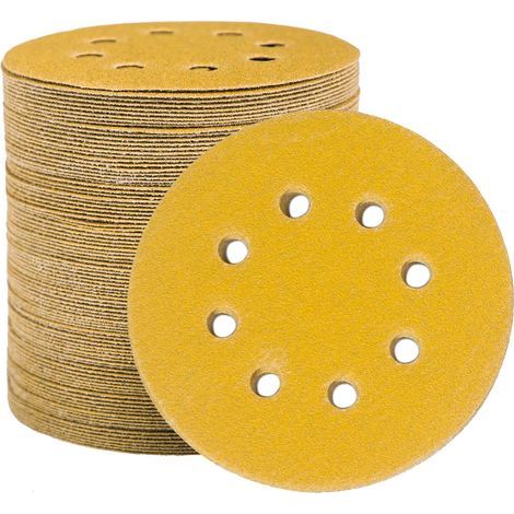 CSPARCV Schleifscheiben 125 mm, 100 Stück, runde Schleifscheiben mit 8 Löchern zum Schleifen, Polieren und Entrosten (1/5)