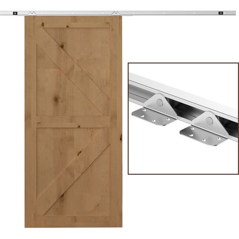 Kit d'installation de porte coulissante en métal avec outils, roulettes, guides, blocs et clé Allen, 186 x 2,5 x 3,77 cm.