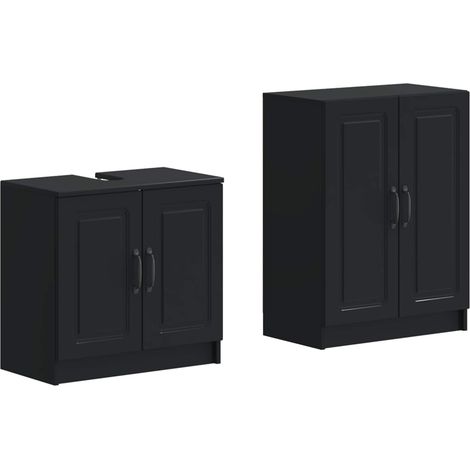 Juego de gabinete de baño de 2 piezas UTRECHT Negro vidaXL (1/5)