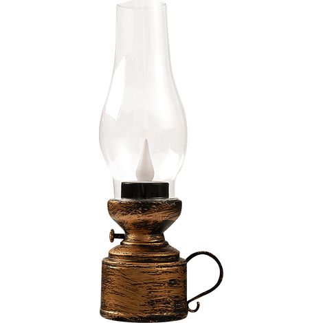 Lampe À Pétrole Sans Flamme - Lampe LED Rétro Pour Table De Chevet Ou Décoration Intérieure - Alimentée Par Piles - 1 Pièce (1/5)