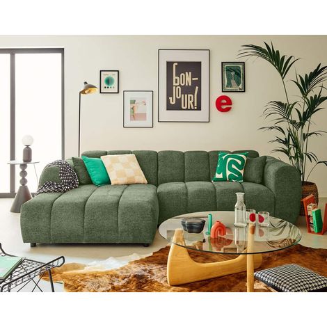 Lisa Design – Canapé d'angle gauche 4 places en tissu texturé – Design contemporain – Assise en mousse polyuréthane – Dimensions 262x152cm (1/5)
