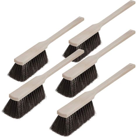 BRB 5x Handfeger mit langem Holzstiel, Arenga