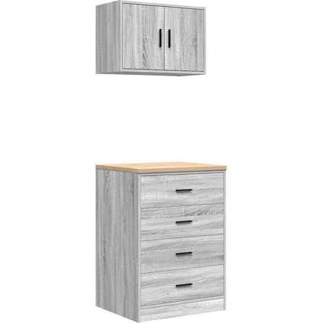 vidaXL Garage Cabinets 2 pcs Grey Sonoma Engineered Wood