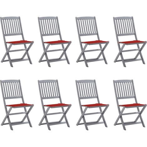 Klappbare Gartenstühle 8 Stk. mit Kissen Massivholz Akazie