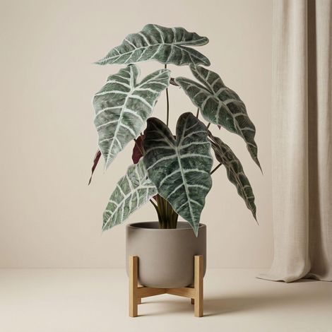 Alocasia Artificiel en Pot 40 cm Plante Verte Synthétique Réaliste pour Intérieur - PANGIVO (1/3)