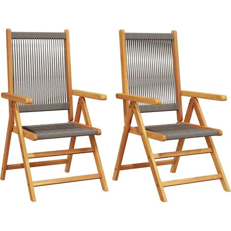 Maison Exclusive - Sedie pieghevoli, 2 pezzi, grigie, in legno massello di acacia e polipropilene. (1/5)