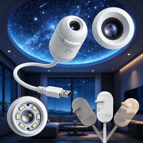Veilleuse projecteur galaxie, 2 en 1, lampe de ciel étoilé (1/5)
