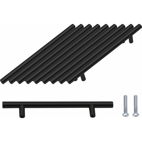 Paquet de 10 Poignées Noir de Porte 160mm Acier Inoxydable Poignees pour Meuble Armoire avec Vis (1/5)