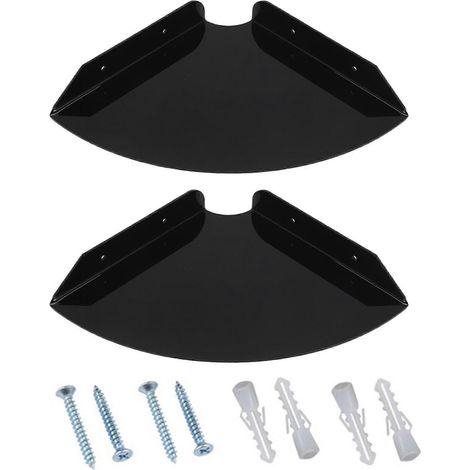 Lot de 2 étagères d'angle flottantes murales en acrylique, étagère quart de douche, étagères d'angle suspendues, présentoir mural (noir) (1/5)