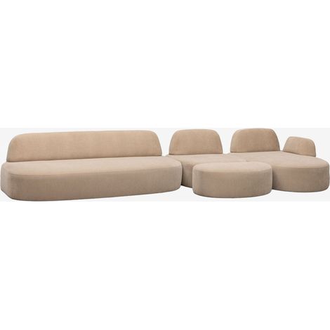 Sofá modular chaise longue derecho de 3 piezas con módulo esquinero y puff tapizado Giorgia SKLUM       