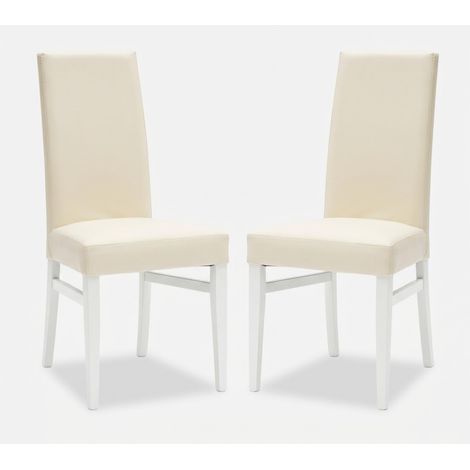 Lot de 2 chaises en similicuir pieds en bois Jennifer (1/4)