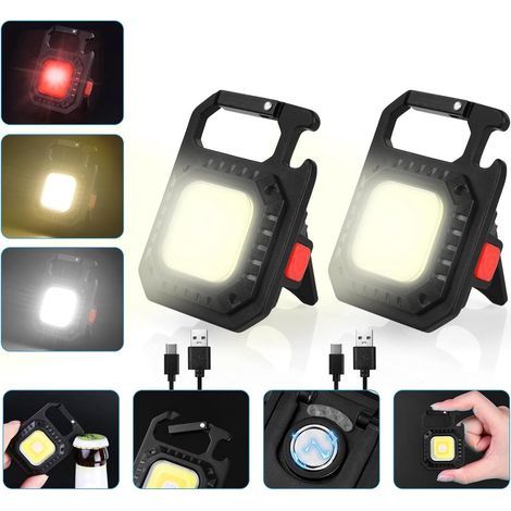 Mini torcia portachiavi ricaricabile COB, 800 lumen - 7 modalità di illuminazione - Impermeabile - Indicatore di batteria - Ideale per riparazioni, garage e campeggio - Confezione da 2 (1/5)