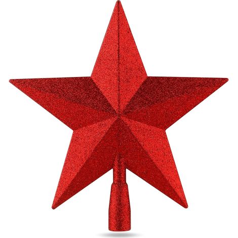 CCYKXA Roter Stern für den Weihnachtsbaum – Weihnachtsbaumspitze – Roter Stern 20 cm (1/5)