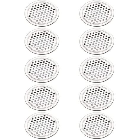 Lot de 10 grilles d'aération rondes en acier inoxydable pour salle de bain, cuisine, armoires, armoires à chaussures, 53 mm (1/5)