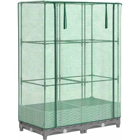 Maison Exclusive - Hochbeet mit Gewächshaus-Aufsatz Rattan-Optik