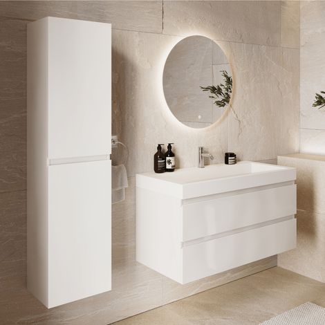 LOMAZOO Ensemble meuble de salle de bain Azuro 100 cm - Blanc (1/5)