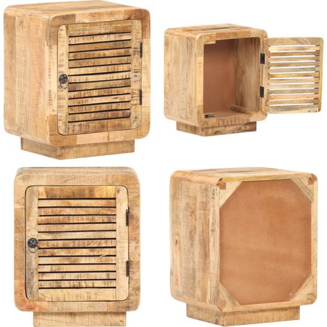 Table de chevet 40x30x50 cm Bois de manguier brut - Meuble de chambre - Bois de manguier (1/5)
