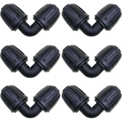 Accessoires d'irrigation,6 Pcs Connecteurs Coudés, Raccord Arrosage 16 mm, Connecteur de Tuyau D'irrigation de Jardin, pour connecteurs d'irrigation de Jardin Tuyau PE (1/4)