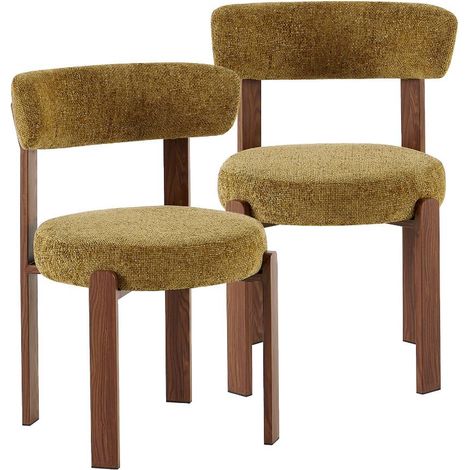 Chaise en tissu kaki et métal effet bois Manon (lot de 2) (1/5)