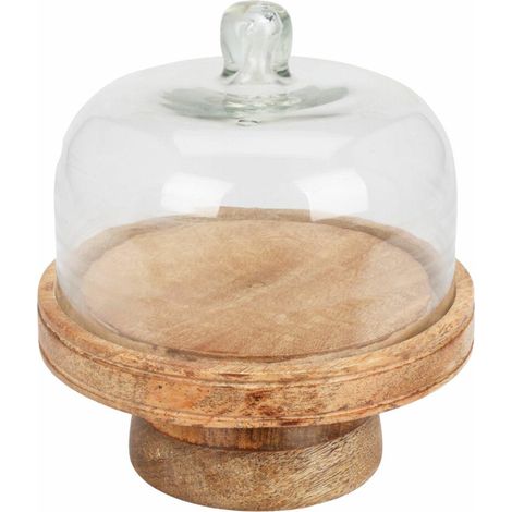 Alzata per torta con coperchio in vetro realizzata in legno di mango. (1/3)